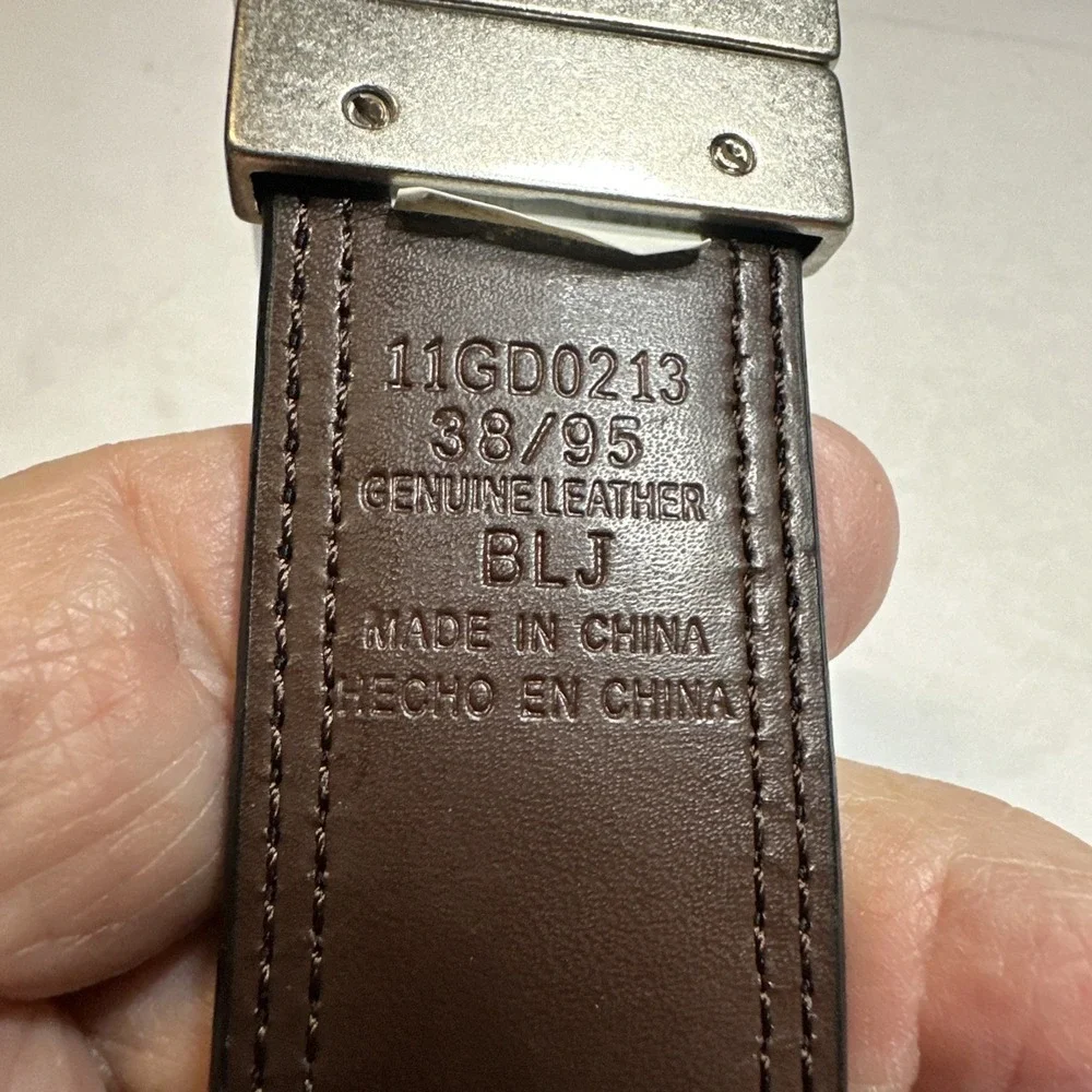 Dickies Leather Adjustable Belt Buckle Men's Size 38 Black/Brown Reversible